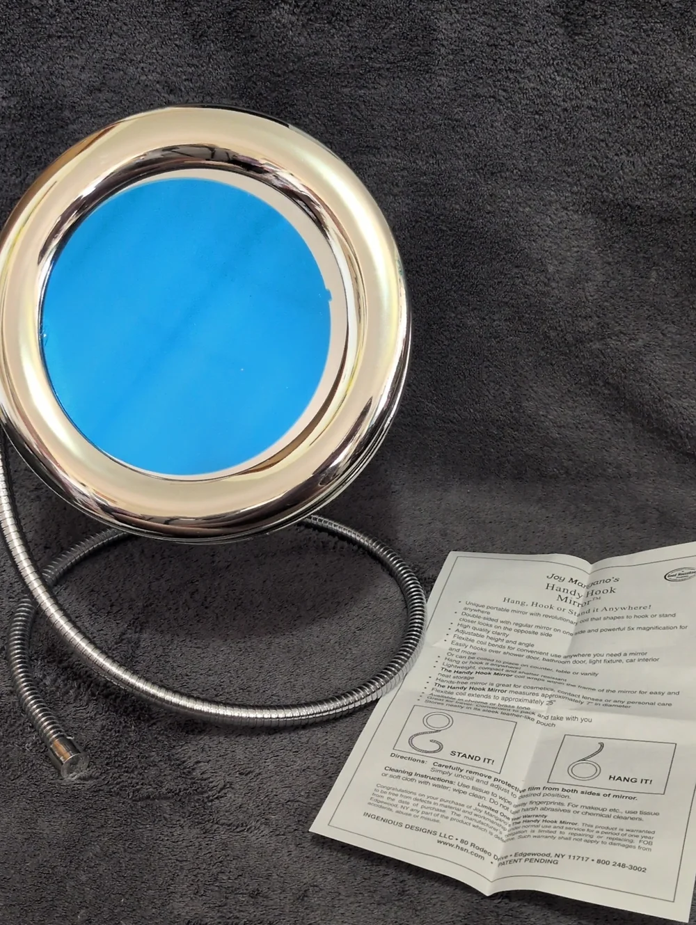 Round Silver Makeup Hook Mirror